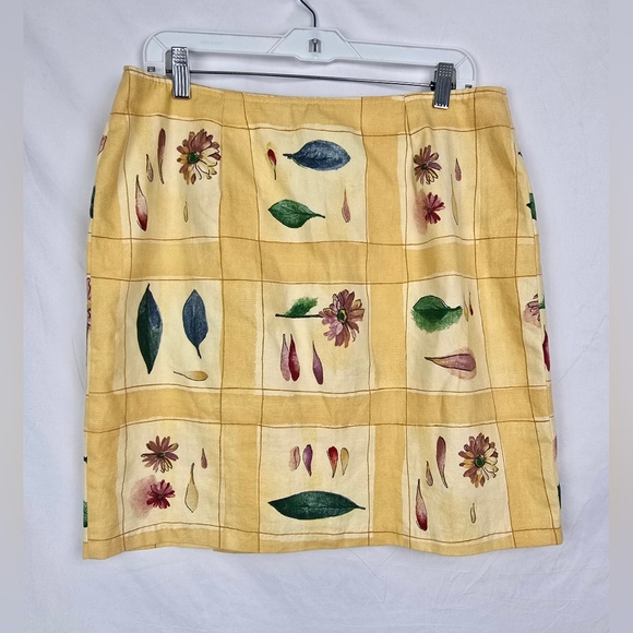 Vintage Stonebridge Women's Wrap Skirt Yellow Floral/Leaf Pattern Tag Size 16 - Picture 4 of 6
